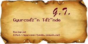 Gyurcsán Tünde névjegykártya